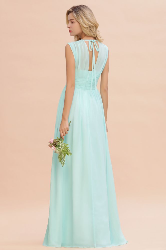 MISSHOW offers Elegant Chiffon V-Neck Sleeveless Floor-Length A-line Bridesmaid Dress with Ruffles at a good price from Misshow