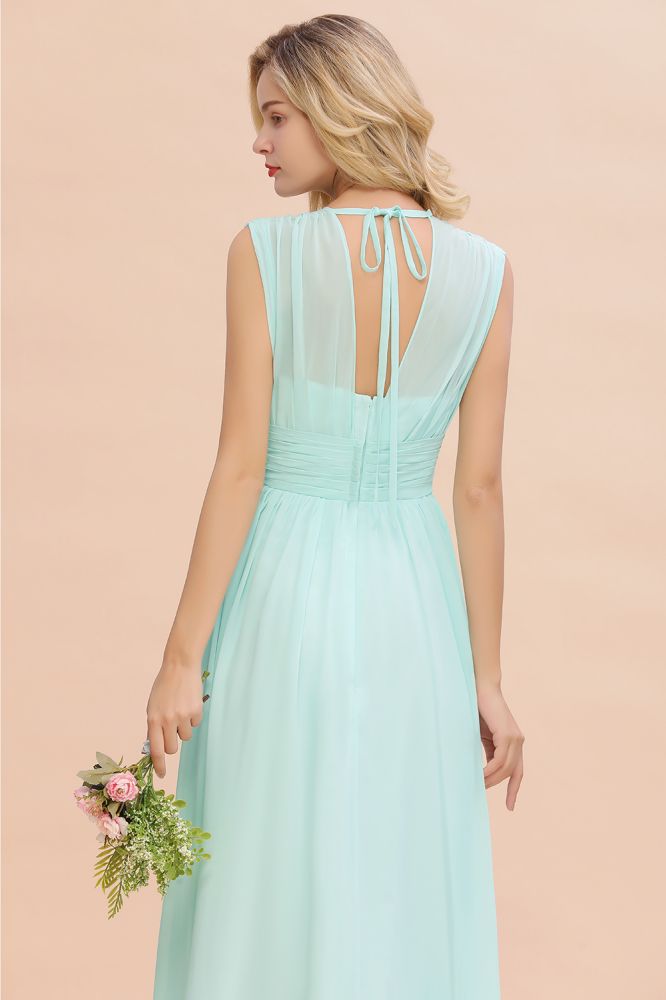 MISSHOW offers Elegant Chiffon V-Neck Sleeveless Floor-Length A-line Bridesmaid Dress with Ruffles at a good price from Misshow