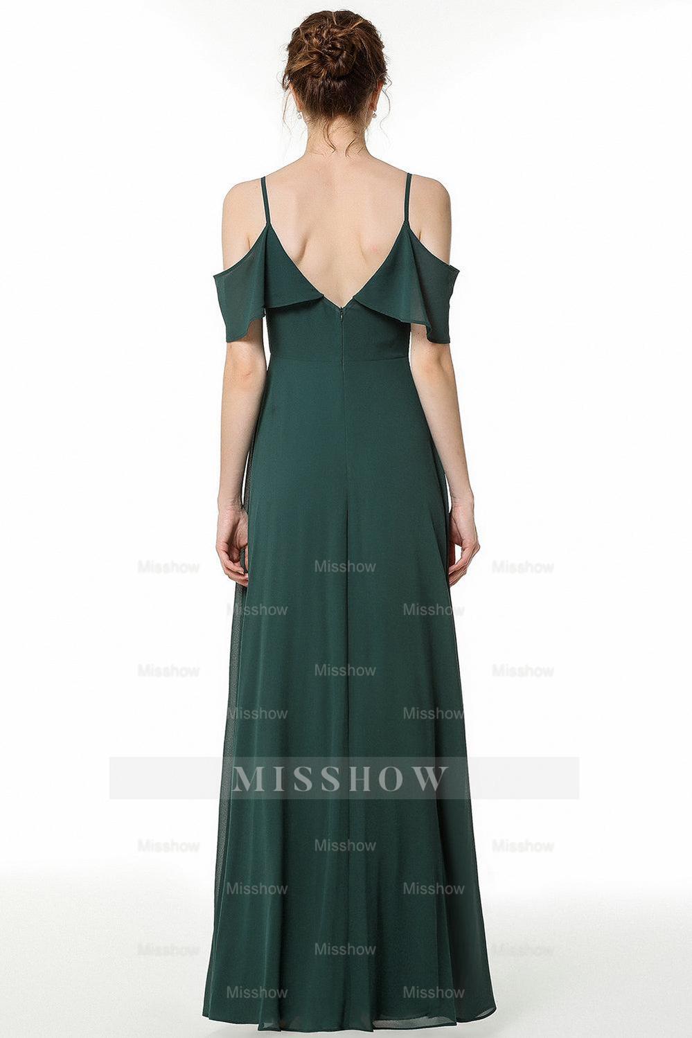 flounced crinkle chiffon sheath bridesmaid dress Flounced Crinkle Chiffon Sheath Bridesmaid Dress
