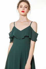 Elegant Cold-shoulder Flounced Crinkle Backless Bridesmaid dresses Affordable