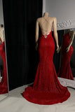 Elegant Criss-cross Straps Mermaid Split Front Prom Dresses-misshow.com