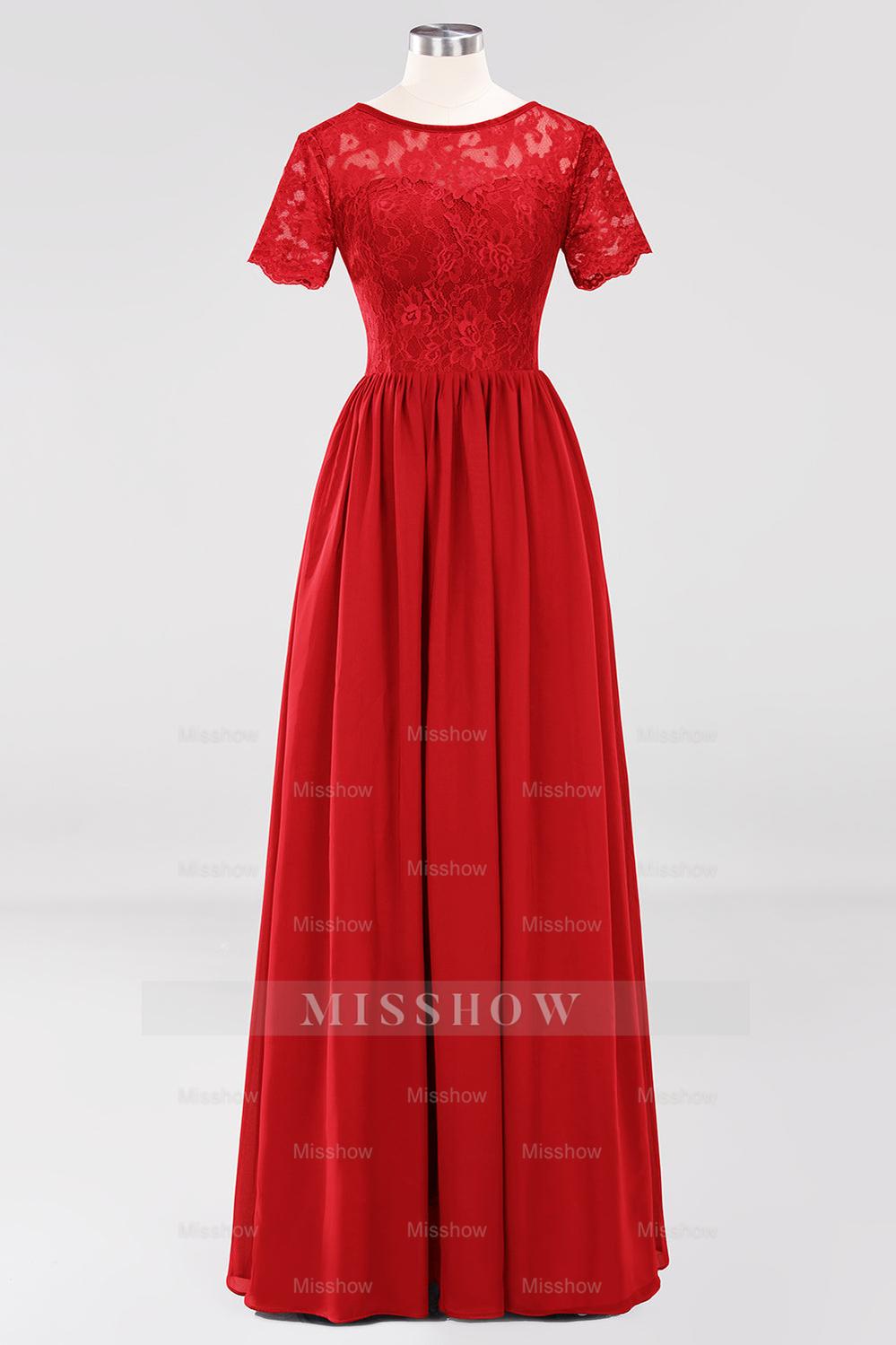 Elegant Dark Navy Long Lace Bridesmaid dresses with Short-Sleeves Elegant Dark Navy Long Lace Bridesmaid dresses with Short-Sleeves