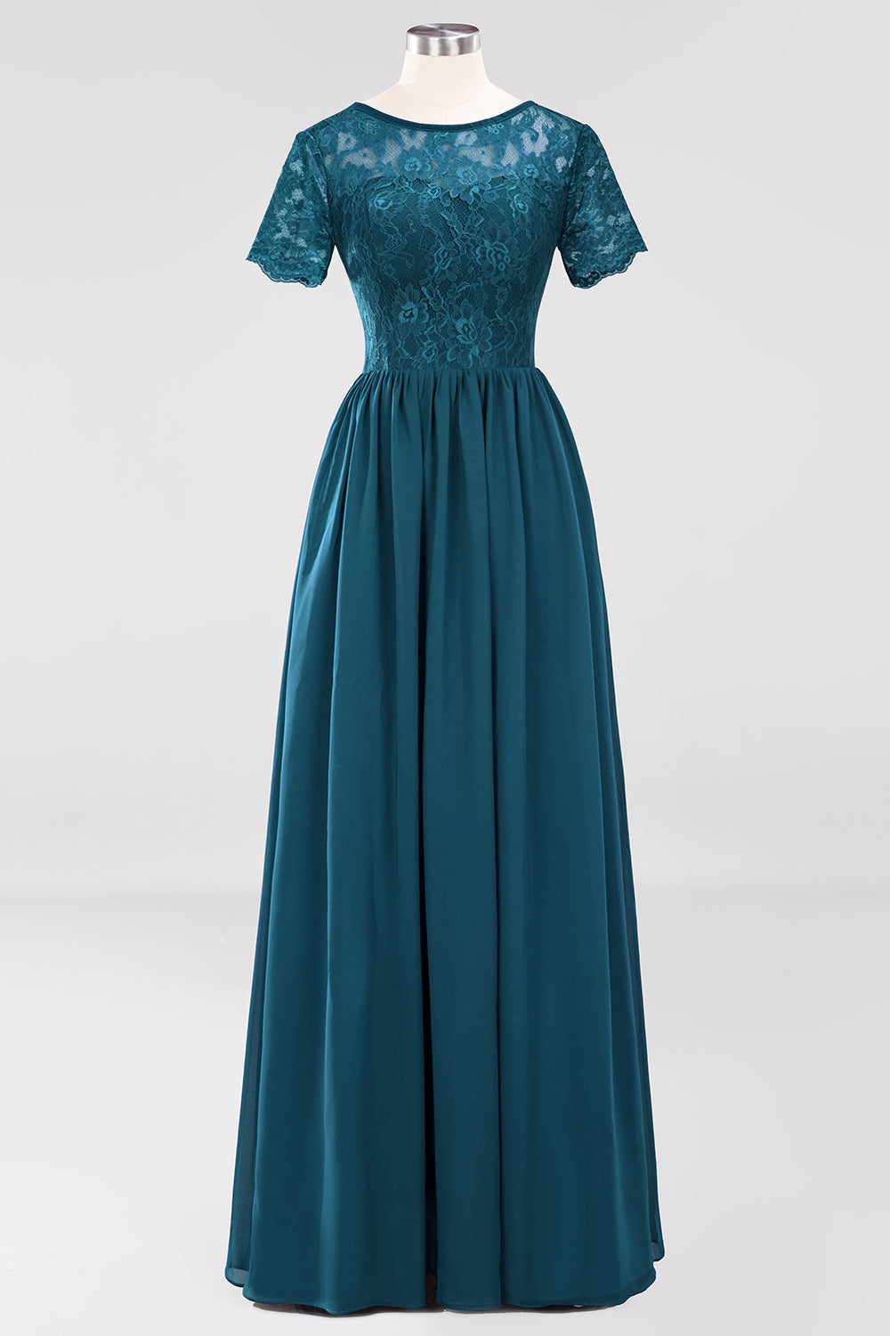 Elegant Dark Navy Long Lace Bridesmaid dresses with Short-Sleeves Elegant Dark Navy Long Lace Bridesmaid dresses with Short-Sleeves