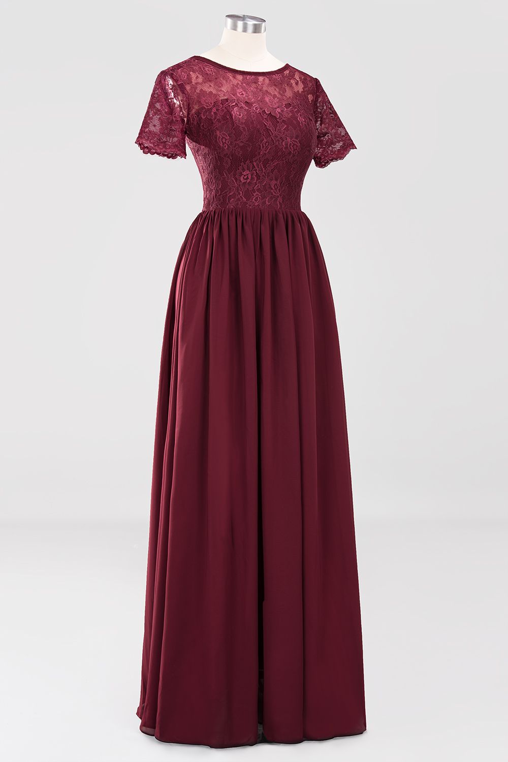 Elegant Dark Navy Long Lace Bridesmaid dresses with Short-Sleeves Elegant Dark Navy Long Lace Bridesmaid dresses with Short-Sleeves