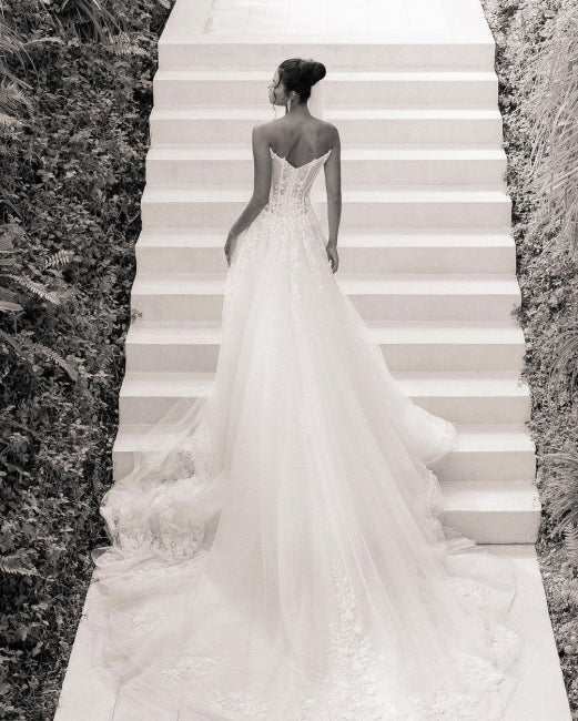 Elegant Designer Appliques A-line Wedding Dresses With Lace-misshow.com