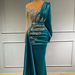 Elegant floor-length evening dress Prom Evening Dresses with sleeves-misshow.com