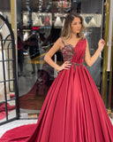 Elegant Floor Length Sweetheart Sleeveless A-Line Satin Wedding Dress with Ruffles-misshow.com