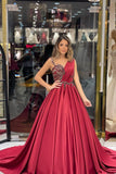 Elegant Floor Length Sweetheart Sleeveless A-Line Satin Wedding Dress with Ruffles-misshow.com