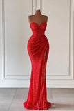 Elegant Floor Length Sweetheart Sleeveless Mermaid Prom Dress with Split