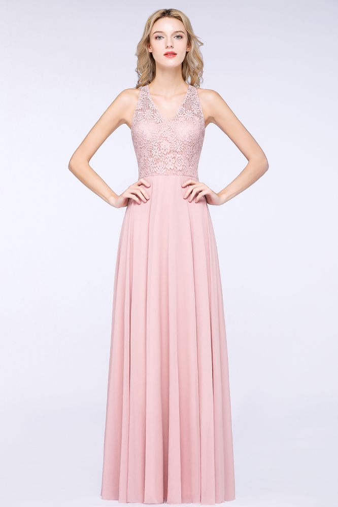 MISSHOW offers Elegant Floral Appliques aline Bridesmaid Dress Dusty Pink Chiffon FloorLength Formal Dress at a good price from Misshow