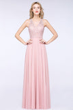 MISSHOW offers Elegant Floral Appliques aline Bridesmaid Dress Dusty Pink Chiffon FloorLength Formal Dress at a good price from Misshow