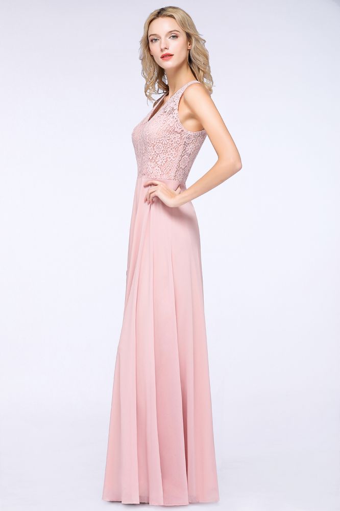 MISSHOW offers Elegant Floral Appliques aline Bridesmaid Dress Dusty Pink Chiffon FloorLength Formal Dress at a good price from Misshow