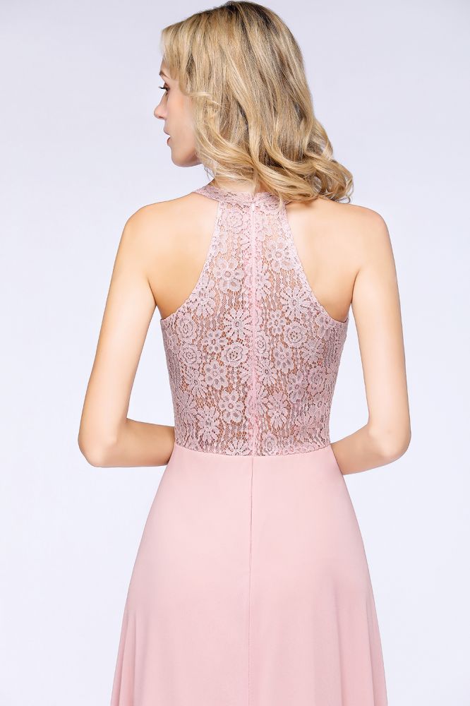MISSHOW offers Elegant Floral Appliques aline Bridesmaid Dress Dusty Pink Chiffon FloorLength Formal Dress at a good price from Misshow