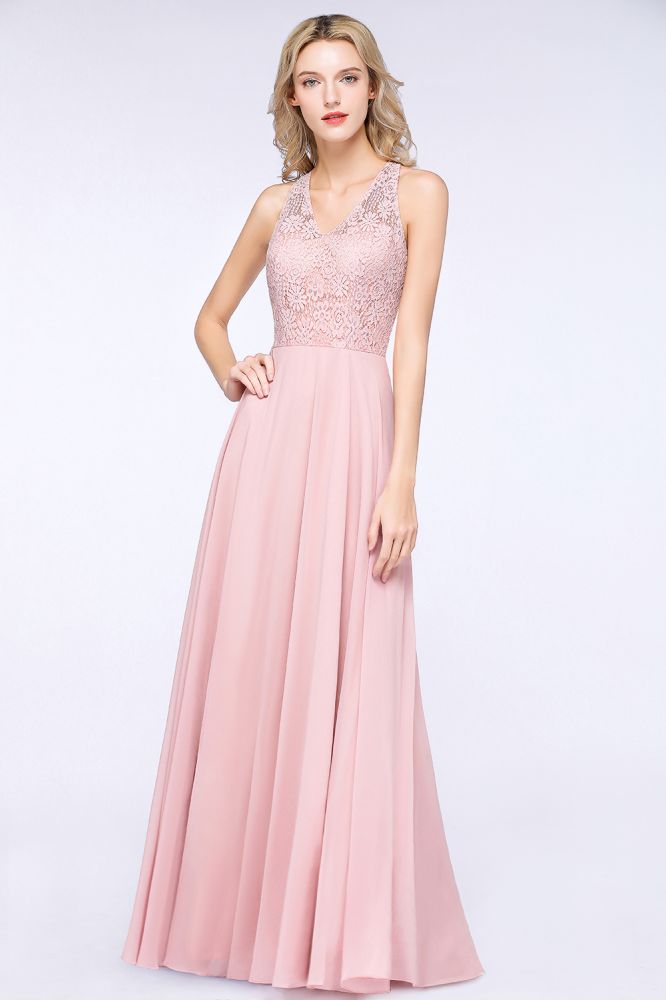 MISSHOW offers Elegant Floral Appliques aline Bridesmaid Dress Dusty Pink Chiffon FloorLength Formal Dress at a good price from Misshow