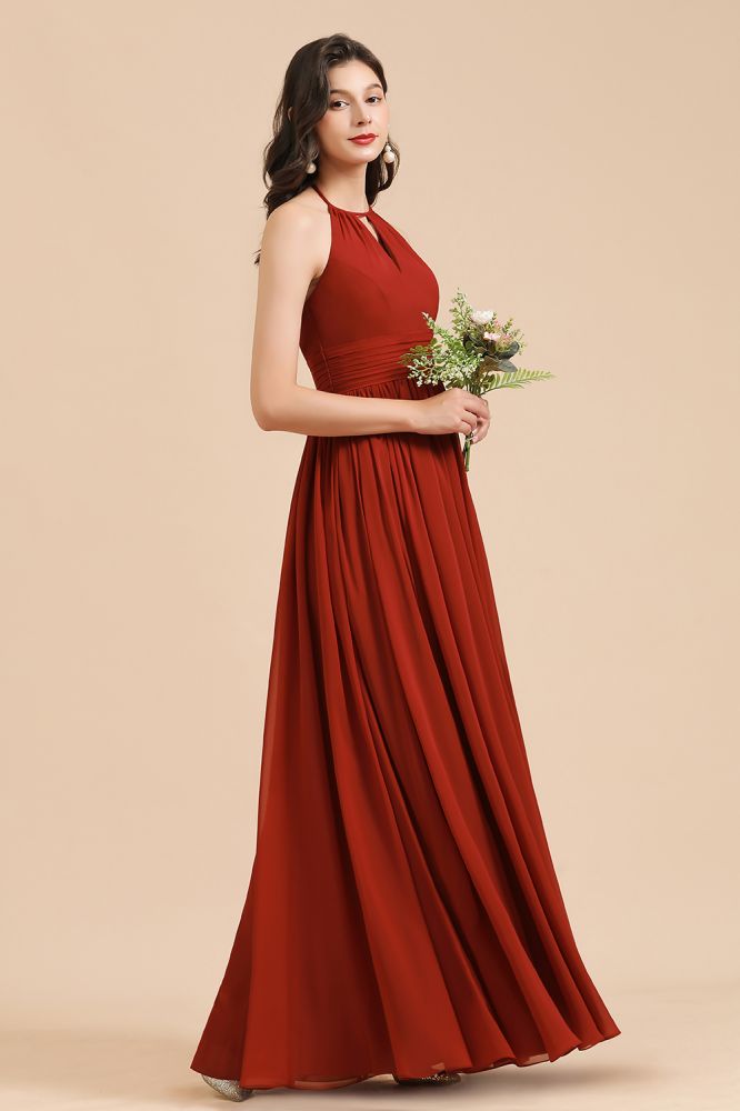 MISSHOW offers Elegant Halter Aline Chiffon Bridesmaid Dress Sleeveless Floor Length Wedding Party Dress at a good price from Misshow