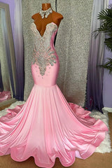 Elegant High-neck Sleeveless Mermaid Prom Dress With Beading-misshow.com