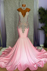 Elegant High-neck Sleeveless Mermaid Prom Dress With Beading-misshow.com