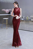 MISSHOW offers Elegant Illusion Neck Burgundy Sleeveless Mermaid Prom Dress at a good price from Burgundy,Tulle,Sequined to Mermaid Floor-length them. Stunning yet affordable Sleeveless Prom Dresses,Evening Dresses,Homecoming Dresses,Quinceanera dresses.
