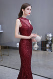 MISSHOW offers Elegant Illusion Neck Burgundy Sleeveless Mermaid Prom Dress at a good price from Burgundy,Tulle,Sequined to Mermaid Floor-length them. Stunning yet affordable Sleeveless Prom Dresses,Evening Dresses,Homecoming Dresses,Quinceanera dresses.