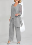 Elegant Jewel Long sleeves Two pieces Chiffon Mother dress-misshow.com