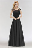 Looking for Bridesmaid Dresses in 100D Chiffon,Lace, A-line style, and Gorgeous Lace work  MISSHOW has all covered on this elegant Elegant Jewel Sleeveless floor-Length A-line Lace Black Bridesmaid Dress.