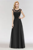 Looking for Bridesmaid Dresses in 100D Chiffon,Lace, A-line style, and Gorgeous Lace work  MISSHOW has all covered on this elegant Elegant Jewel Sleeveless floor-Length A-line Lace Black Bridesmaid Dress.