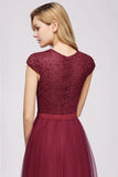 MISSHOW offers Elegant Lace A-Line Cap Sleeves Floor Length Birdesmaid Dress at a good price from White,Ivory,Blushing Pink,Candy Pink,Pearl Pink,Dusty Rose,Watermelon,Red,Fuchsia,Burgundy,Chocolate,Brown,Gold,Champagne,Orange,Yellow,Daffodil,Regency,Grape,Lilac,Lavender,Sky Blue,Pool,Ocean Blue,Royal Blue,Ink Blue,Dark Navy,Black,Silver,Dark Green,Jade,Green,Sage,Mint Green,Tulle to A-line Floor-length them. Stunning yet affordable Cap Sleeves Bridesmaid Dresses.