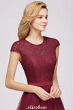 MISSHOW offers Elegant Lace A-Line Cap Sleeves Floor Length Birdesmaid Dress at a good price from White,Ivory,Blushing Pink,Candy Pink,Pearl Pink,Dusty Rose,Watermelon,Red,Fuchsia,Burgundy,Chocolate,Brown,Gold,Champagne,Orange,Yellow,Daffodil,Regency,Grape,Lilac,Lavender,Sky Blue,Pool,Ocean Blue,Royal Blue,Ink Blue,Dark Navy,Black,Silver,Dark Green,Jade,Green,Sage,Mint Green,Tulle to A-line Floor-length them. Stunning yet affordable Cap Sleeves Bridesmaid Dresses.