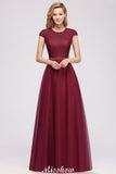 Elegant Lace A-Line Cap Sleeves Floor Length Birdesmaid Dress