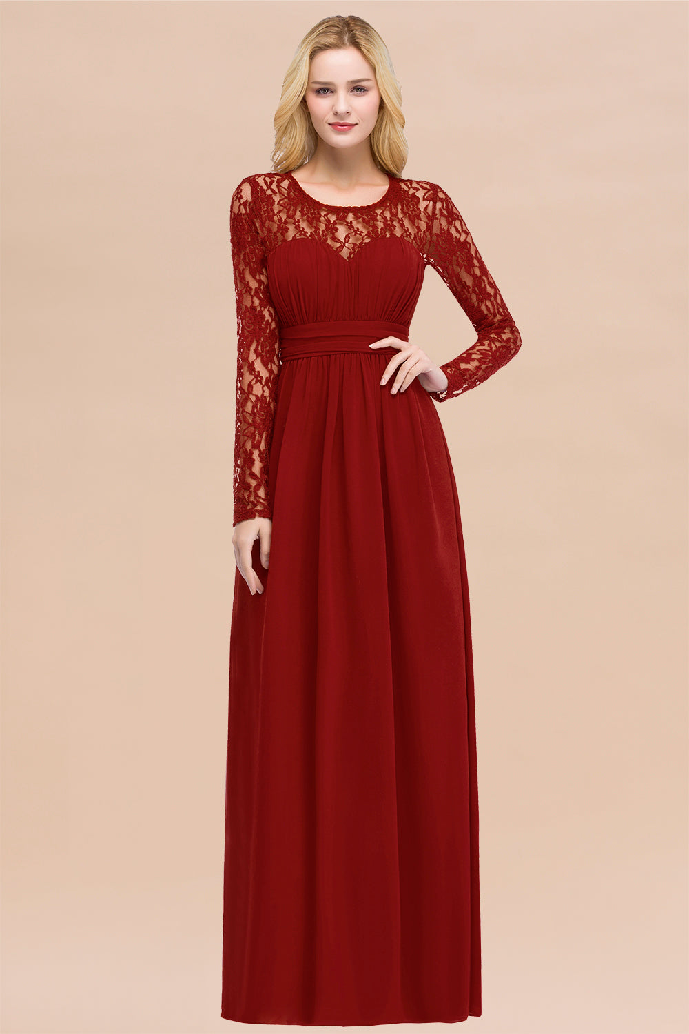 long sleeve lace burgundy bridesmaid dress Wholesale Bridesmaid Dresses for Women Plus Size Long Lace Sleeve
