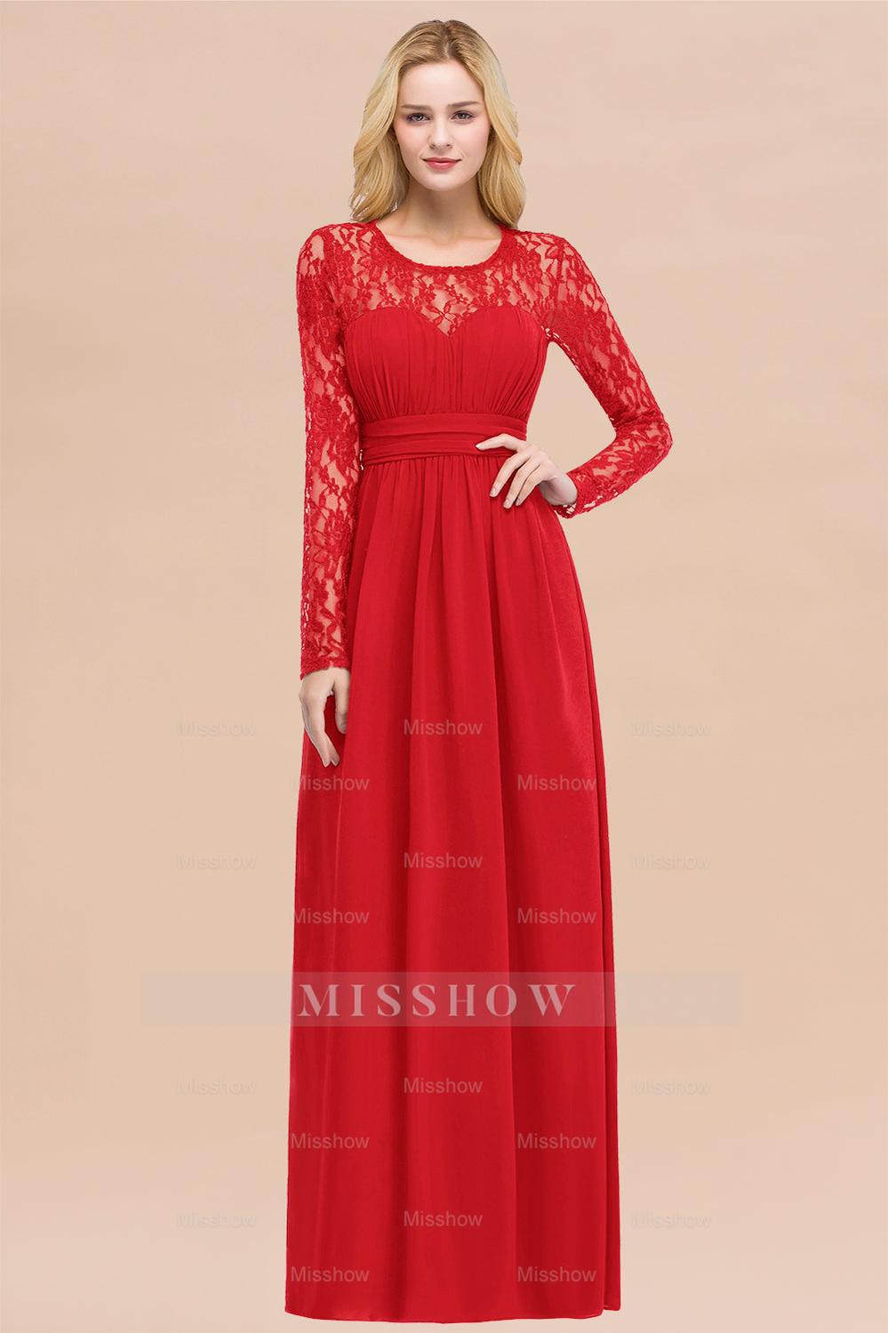 Elegant Lace Burgundy Bridesmaid dresses with Long Sleeves Elegant Lace Burgundy Bridesmaid dresses with Long Sleeves