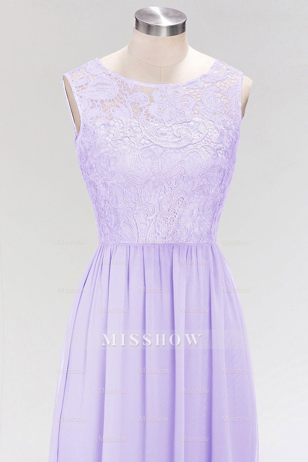 Elegant Lace Sleeveless Pleated Lavender Bridesmaid dresses Elegant Lace Sleeveless Pleated Lavender Bridesmaid dresses