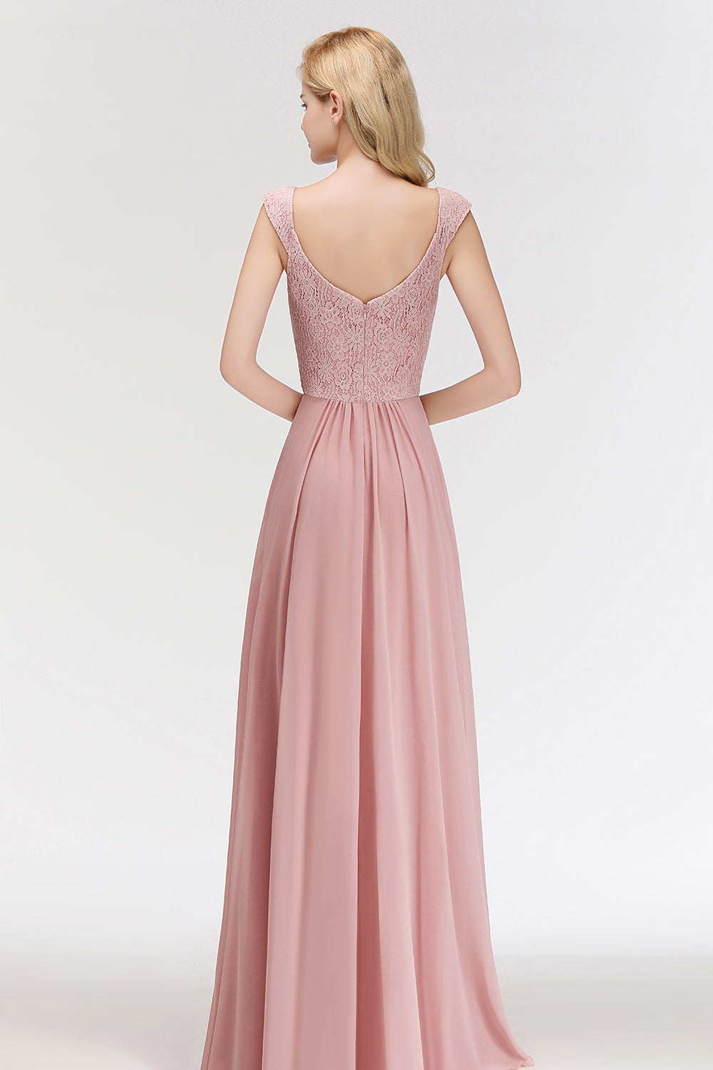 Elegant Lace Sweetheart Bridesmaid Dresses Dusty Rose Chiffon Wedding Party Dress