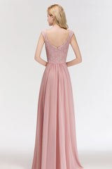 Elegant Lace Sweetheart Bridesmaid Dresses Dusty Rose Chiffon Wedding Party Dress