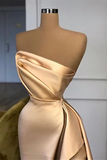 Elegant Long A-line Champagne Strapless Prom Dress With Slit-misshow.com