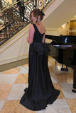 Elegant Long Black Evening Dresses Simple Sleeveless Prom Dresses-misshow.com