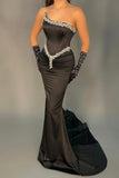 Elegant Long Black Sleeveless Mermaid Sequined Evening Dresses-misshow.com
