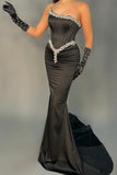 Elegant Long Black Sleeveless Mermaid Sequined Evening Dresses-misshow.com