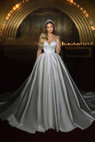 Elegant Long Ivory Sweetheart Off-the-shoulder A-line Sleeveless Wedding Dress