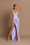 Elegant Long Lilac Spaghetti Straps Mermaid Sleeveless Prom Dress