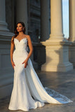 Elegant Long Mermaid Sleeveless Wedding Dresses With Lace