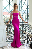 Elegant Long Mermaid Straps Sequined Sleeveless Prom Dress
