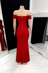 Elegant Long Mermaid Sweetheart Off-The-Shoulder Split Front Prom Dress-misshow.com