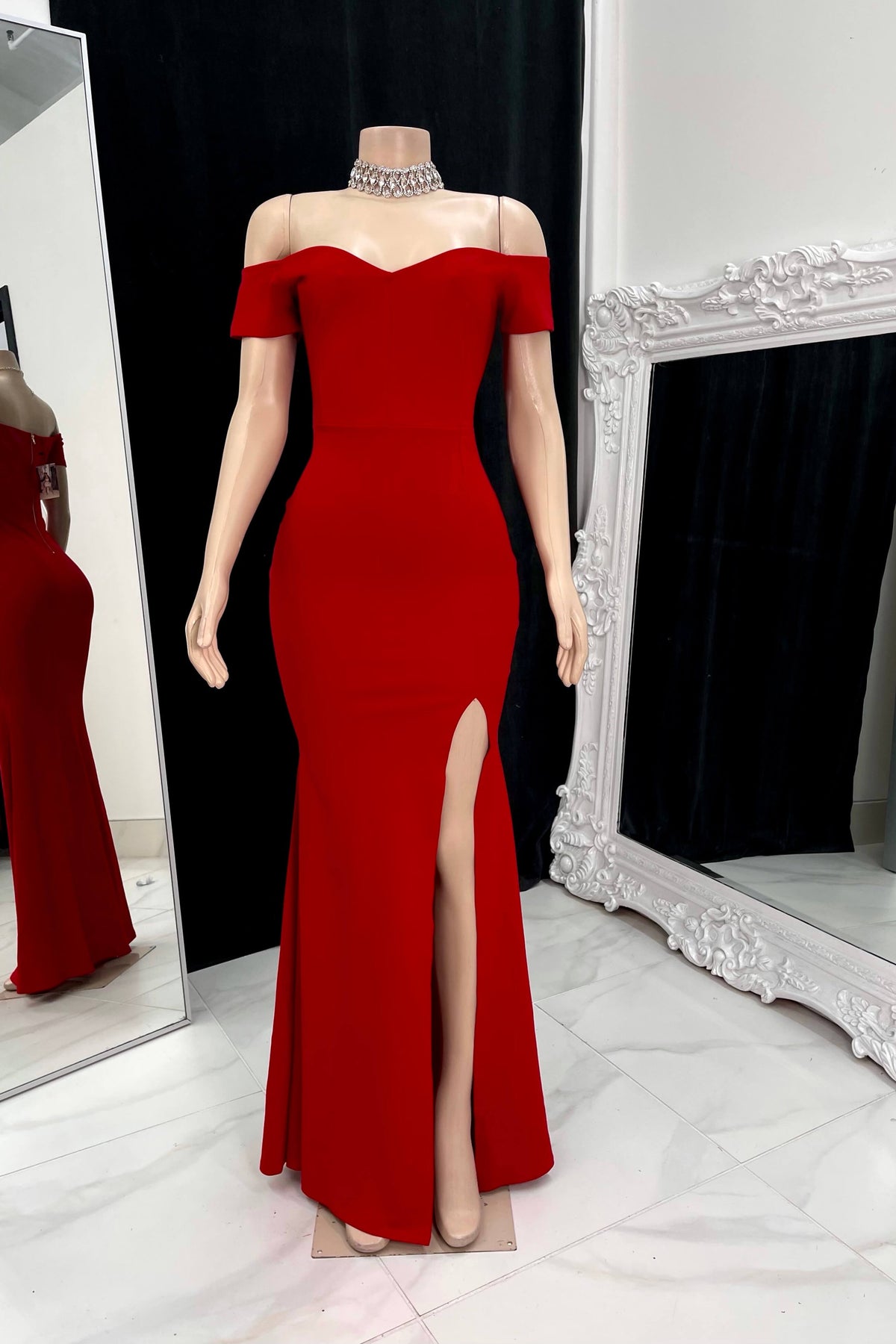 Elegant Long Mermaid Sweetheart Off-The-Shoulder Split Front Prom Dress-misshow.com