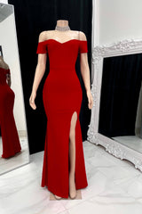 Elegant Long Mermaid Sweetheart Off-The-Shoulder Split Front Prom Dress-misshow.com