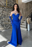 Elegant Long Mermaid Sweetheart Slevveless Floor Length Prom Dress With Slit-misshow.com