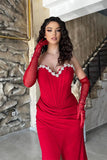 Elegant Long Mermaid Sweetheart Slevveless Floor Length Prom Dress With Slit-misshow.com