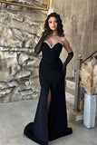 Elegant Long Mermaid Sweetheart Slevveless Floor Length Prom Dress With Slit-misshow.com