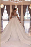 Elegant Long Princess A-line Sleeveless Wedding Dresses With Lace-misshow.com