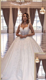 Elegant Long Princess A-line Sleeveless Wedding Dresses With Lace-misshow.com